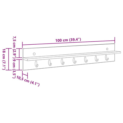 Wandmontierter Kleiderständer Altholz 100 x 10.5 x 18 cm