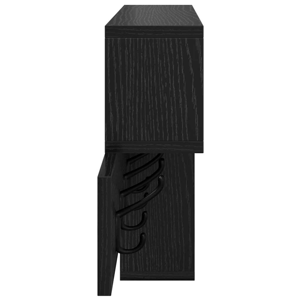 Wandmontierter Kleiderständer mit Regal Schwarz Eichen-Optik