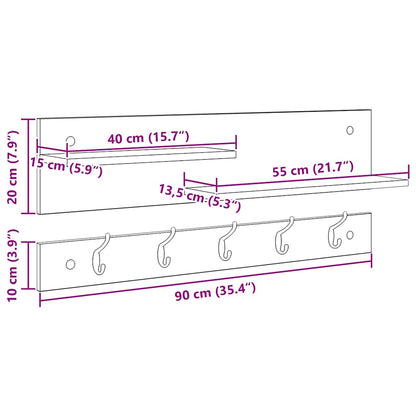 Wandmontierter Kleiderständer mit Regal Weiß 90 x 15 x 36 cm