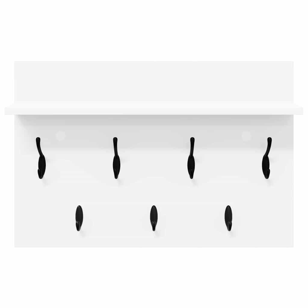 Wandmontierter Kleiderständer mit Regal Weiß 60 x 40 x 12 cm