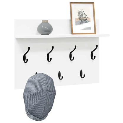 Wandmontierter Kleiderständer mit Regal Weiß 60 x 40 x 12 cm