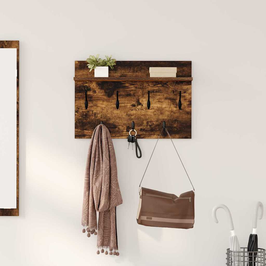 Wandmontierter Kleiderständer Räuchereiche 60 x 40 x 12 cm