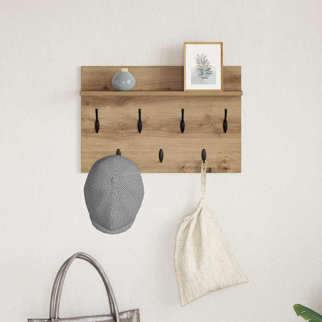 Wandmontierter Kleiderständer mit Regal Eiche handwerklich