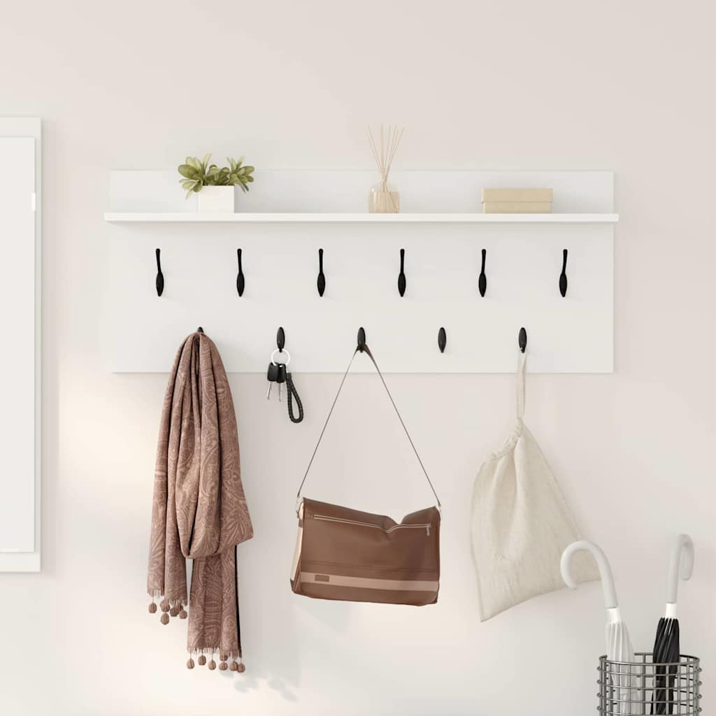 Wandmontierter Kleiderständer mit Regal Weiß Holzwerkstoff