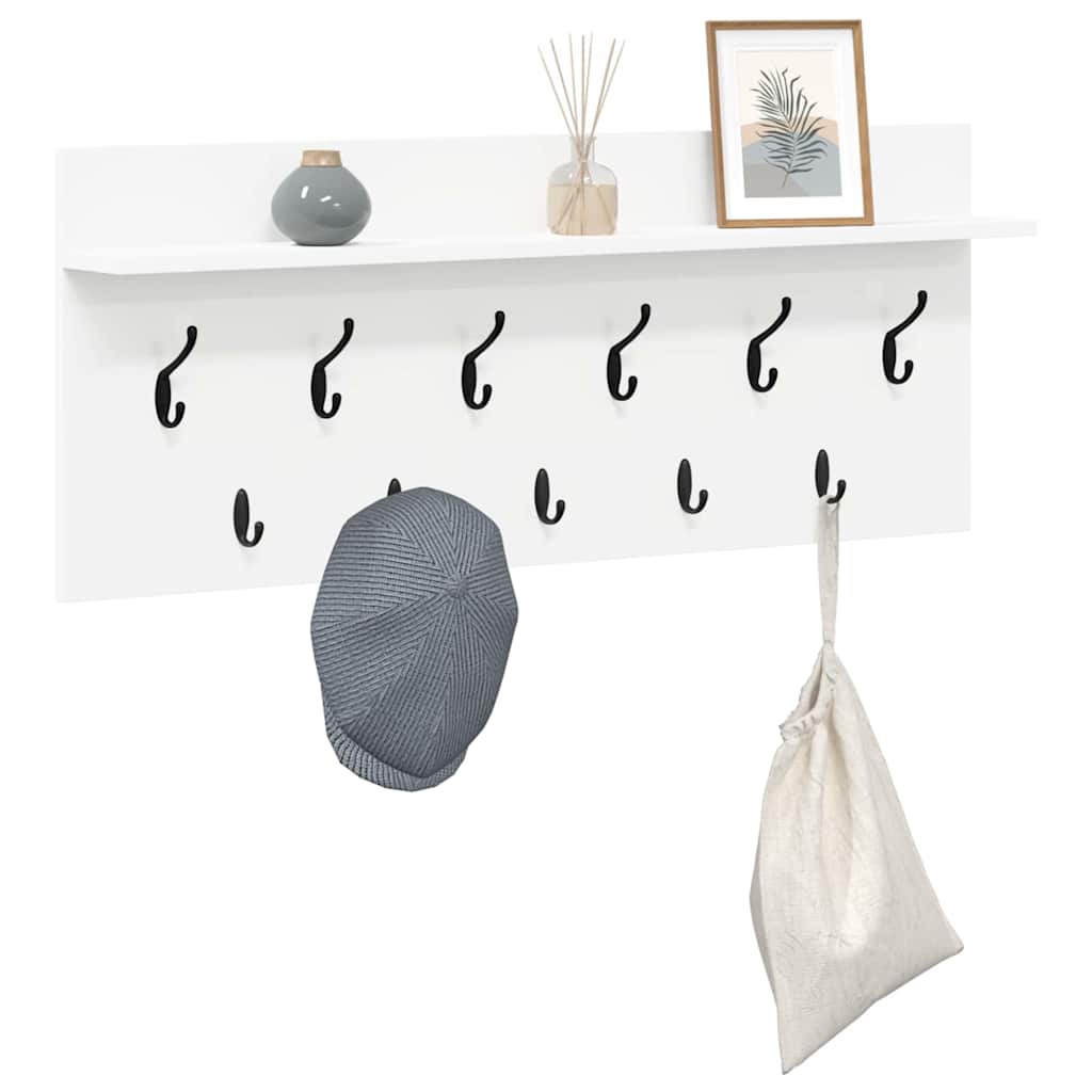 Wandmontierter Kleiderständer mit Regal Weiß Holzwerkstoff