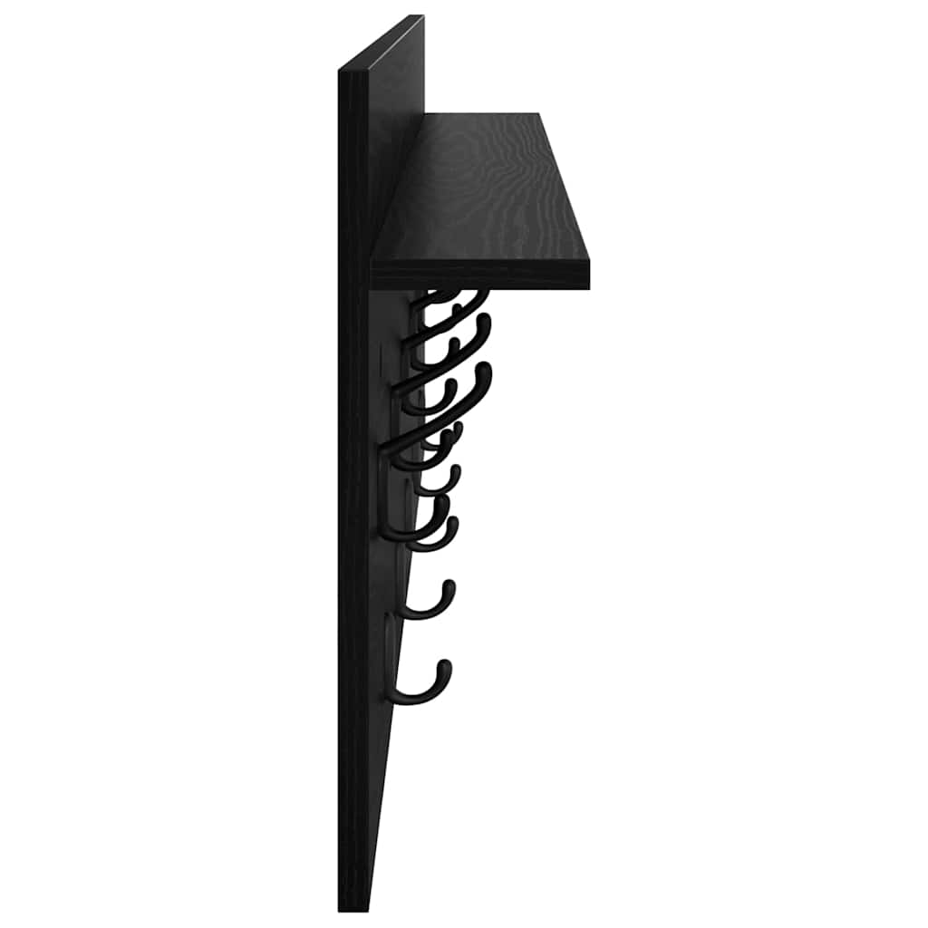 Wandmontierter Kleiderständer Schwarze Eiche Holzwerkstoff Schwarz Eichen-Optik 100 x 40 x 12 cm