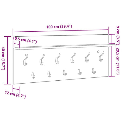 Wandmontierter Kleiderständer Sonoma Eiche Holzwerkstoff Sonoma-Eiche 100 x 40 x 12 cm