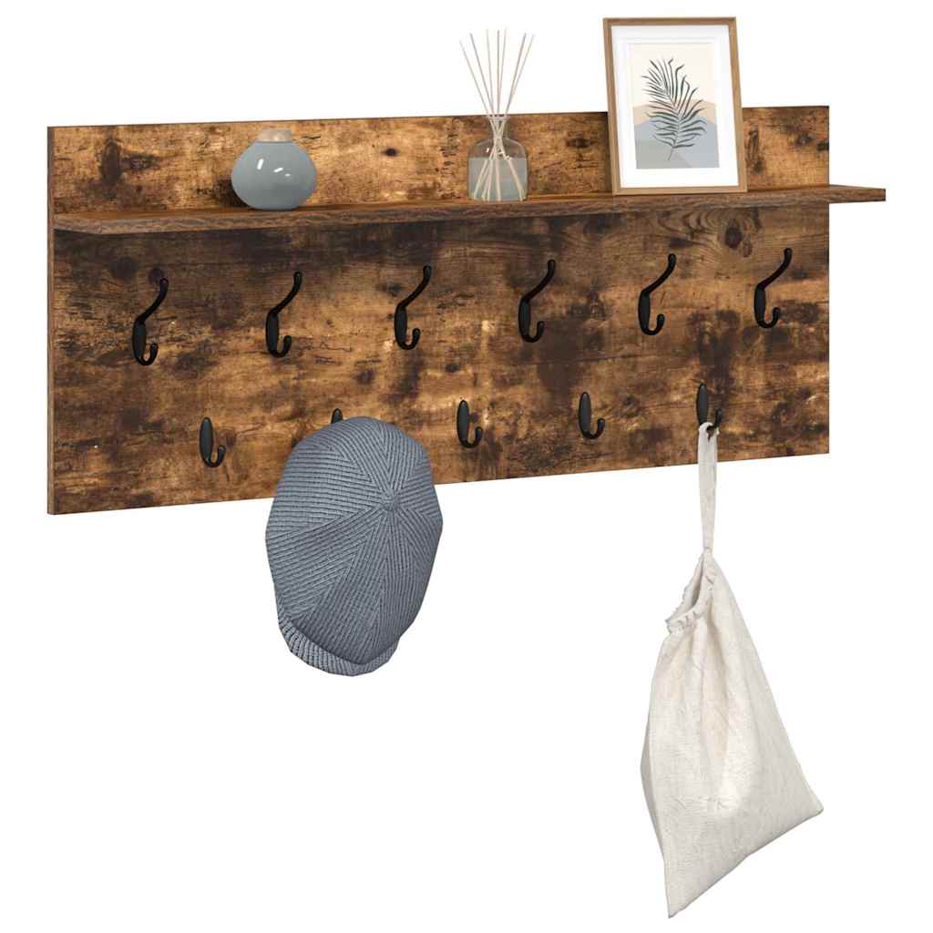 Wandmontierter Kleiderständer Räuchereiche Holzwerkstoff