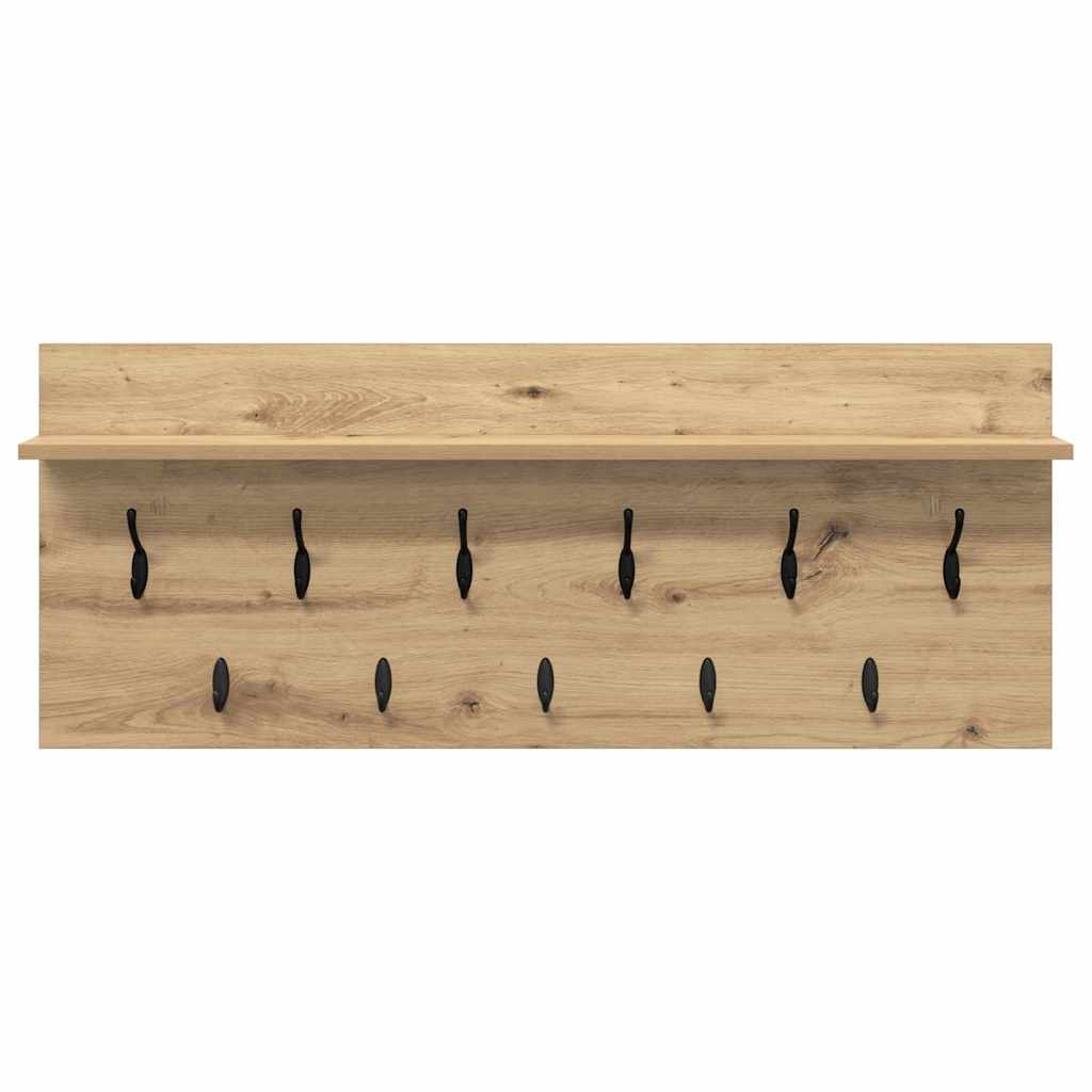 Wandmontierter Kleiderständer Eiche handwerklich Holzwerkstoff