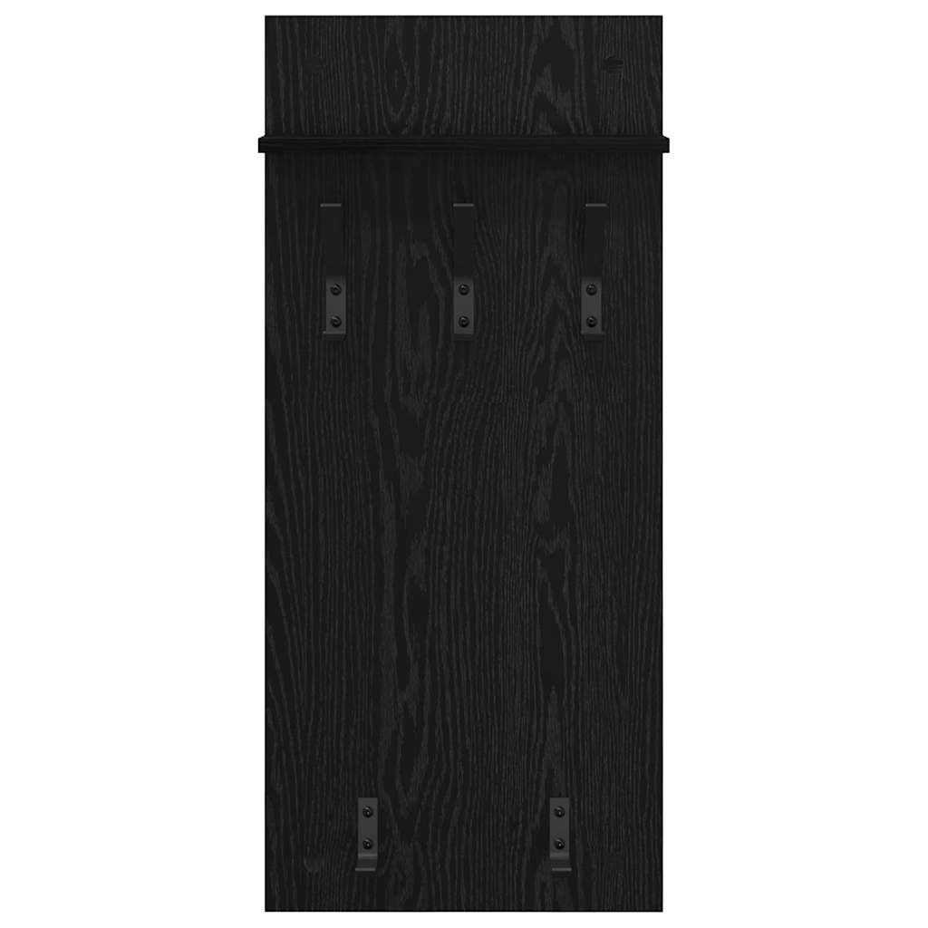 Wandmontierter Kleiderständer mit Regal Schwarz Eichen-Optik