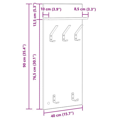 Wandmontierter Kleiderständer Betongrau 90 x 40 x 10 cm
