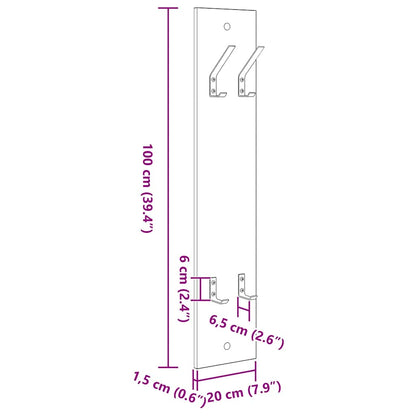 Wandmontierter Kleiderständer Betongrau 20 x 1,5 x 100 cm