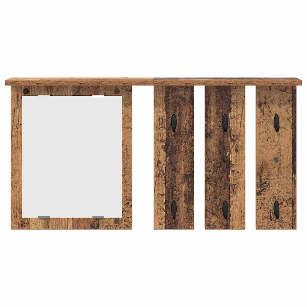 Wandmontierter Kleiderständer mit Regal Altholz 85 x 10 x 45 cm