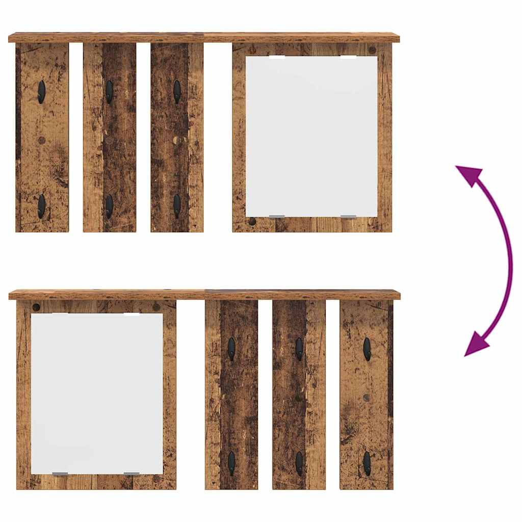 Wandmontierter Kleiderständer mit Regal Altholz 85 x 10 x 45 cm
