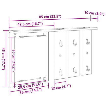 Wandmontierter Kleiderständer mit Regal Altholz 85 x 10 x 45 cm