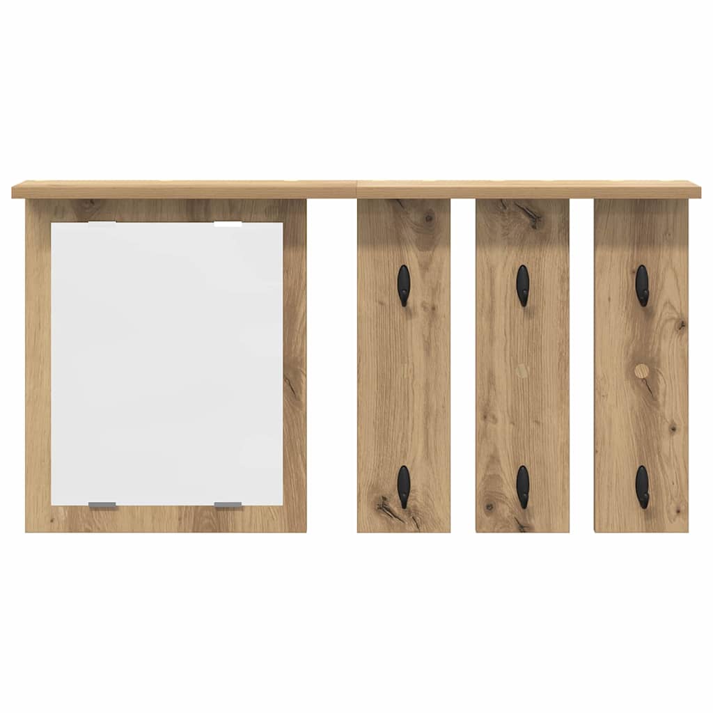 Wandmontierter Kleiderständer mit Regal Eiche handwerklich