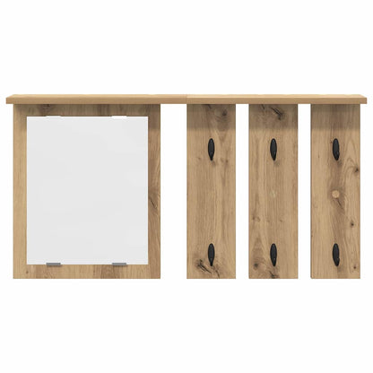 Wandmontierter Kleiderständer mit Regal Eiche handwerklich