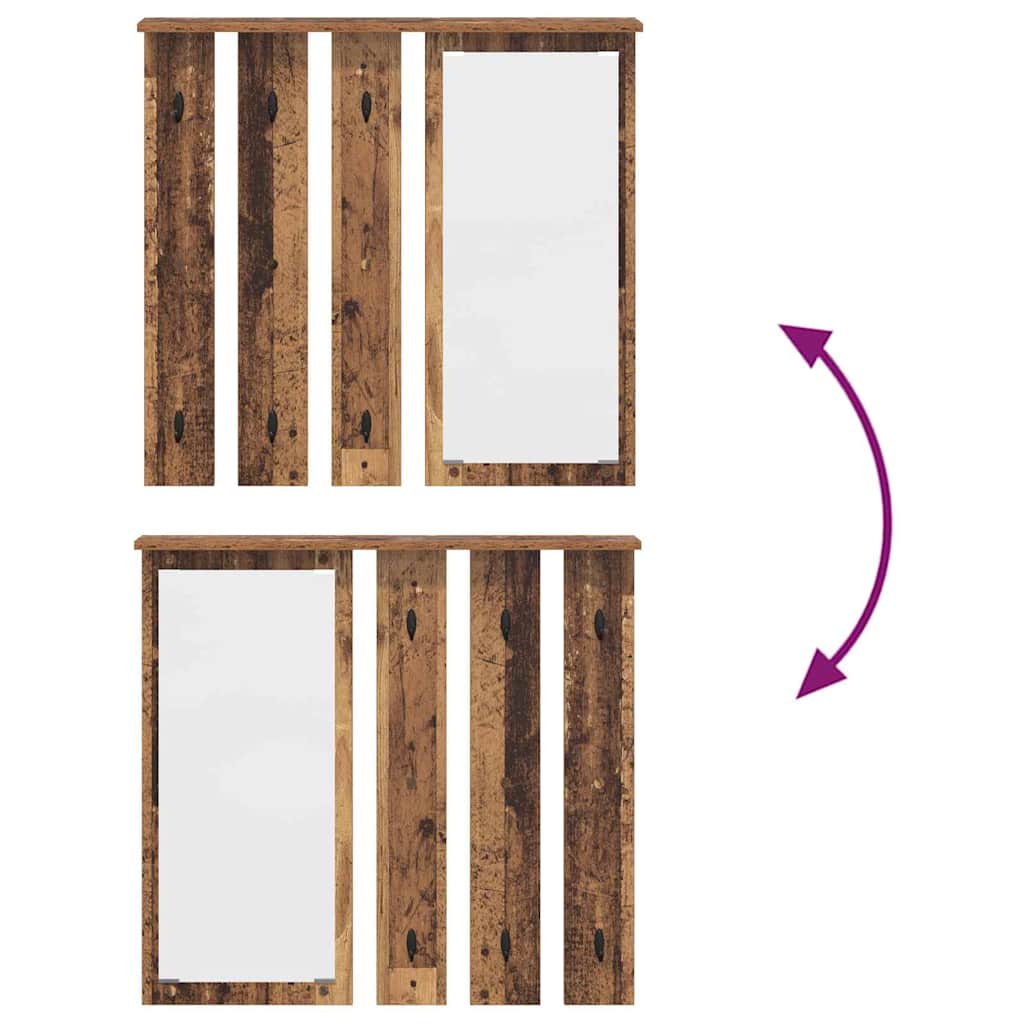 Wandmontierter Kleiderständer mit Regal Altholz 84 x 10 x 80 cm