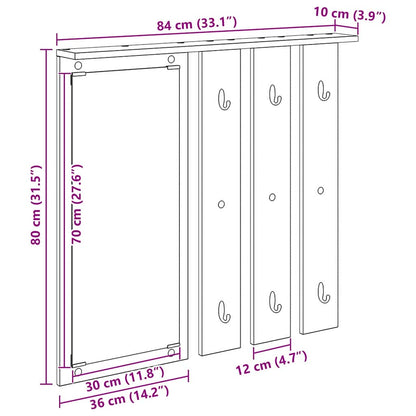 Wandmontierter Kleiderständer mit Regal Altholz 84 x 10 x 80 cm