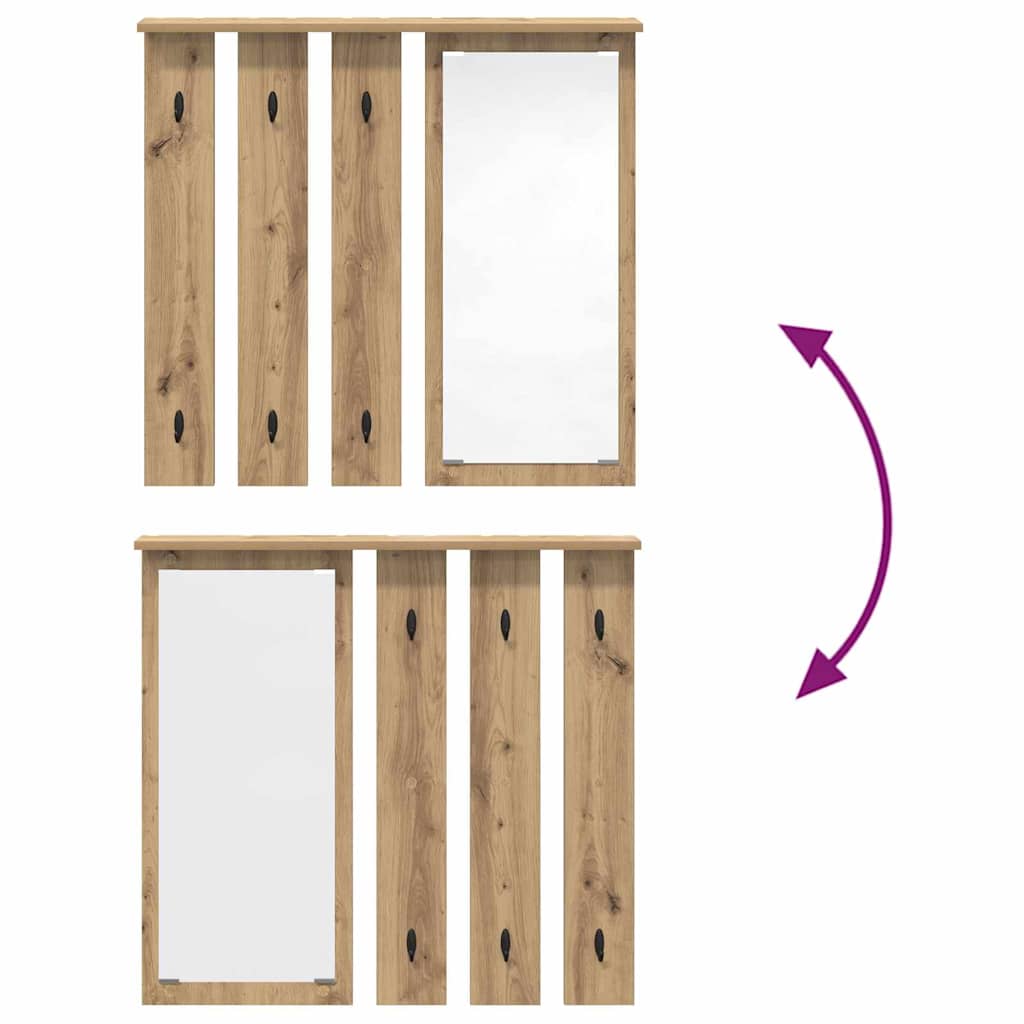 Wandmontierter Kleiderständer mit Regal Eiche handwerklich