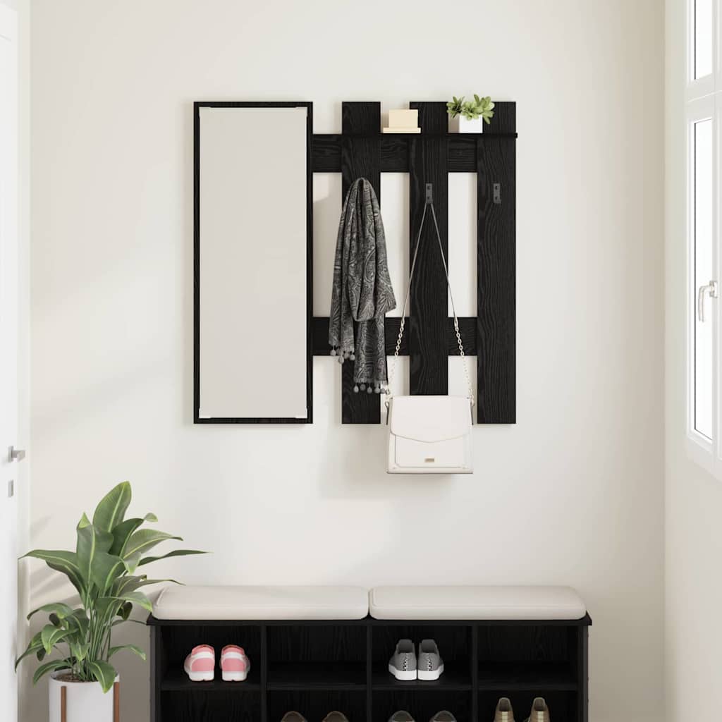 Wandmontierter Kleiderständer Schwarz Eiche 100 x 10 x 100 cm