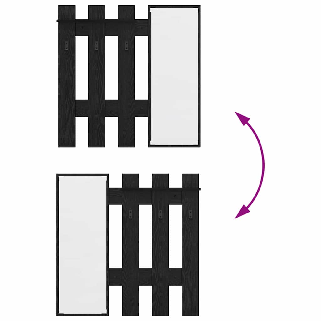 Wandmontierter Kleiderständer Schwarz Eiche 100 x 10 x 100 cm