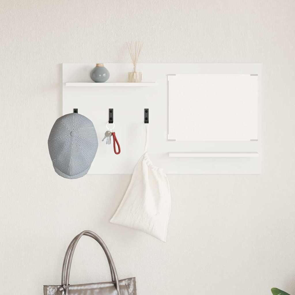 Wandmontierter Kleiderständer mit Regal Weiß 90 x 10 x 50 cm