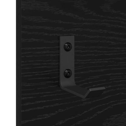 Wandmontierter Kleiderständer mit Regal Schwarz Eichen-Optik