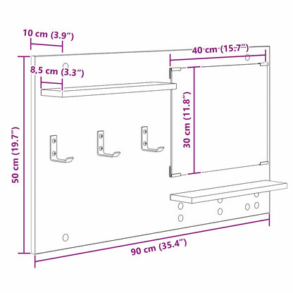 Wandmontierter Kleiderständer Grau Sonoma 90 x 10 x 50 cm