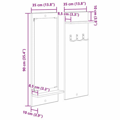 Wandmontierter Kleiderständer mit Regal Altholz 70 x 10 x 90 cm