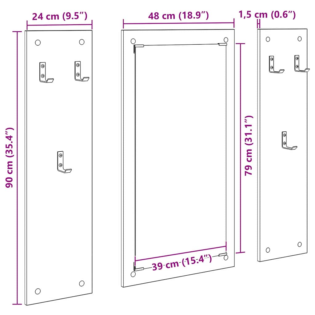 Wandmontierter Kleiderständer Wandmontiert Eiche handwerklich