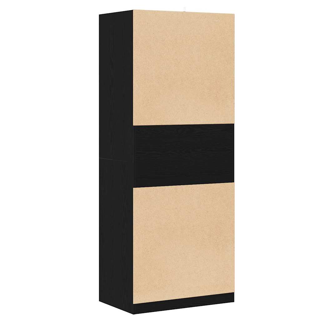 Kleiderschrank mit Regal Schwarz Eichen-Optik 80 x 50 x 200 cm