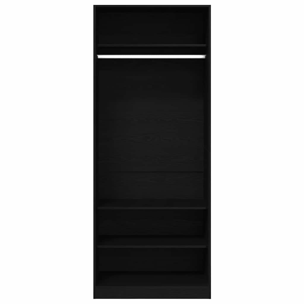 Kleiderschrank mit Regal Schwarz Eichen-Optik 80 x 50 x 200 cm