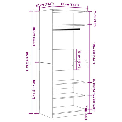 Kleiderschrank mit Regal Schwarz Eichen-Optik 80 x 50 x 200 cm