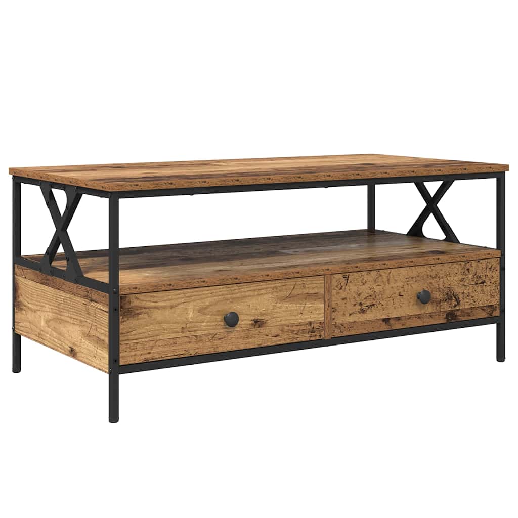 Couchtisch with Drawer Altholz 100 x 51 x 45 cm Holzwerkstoff