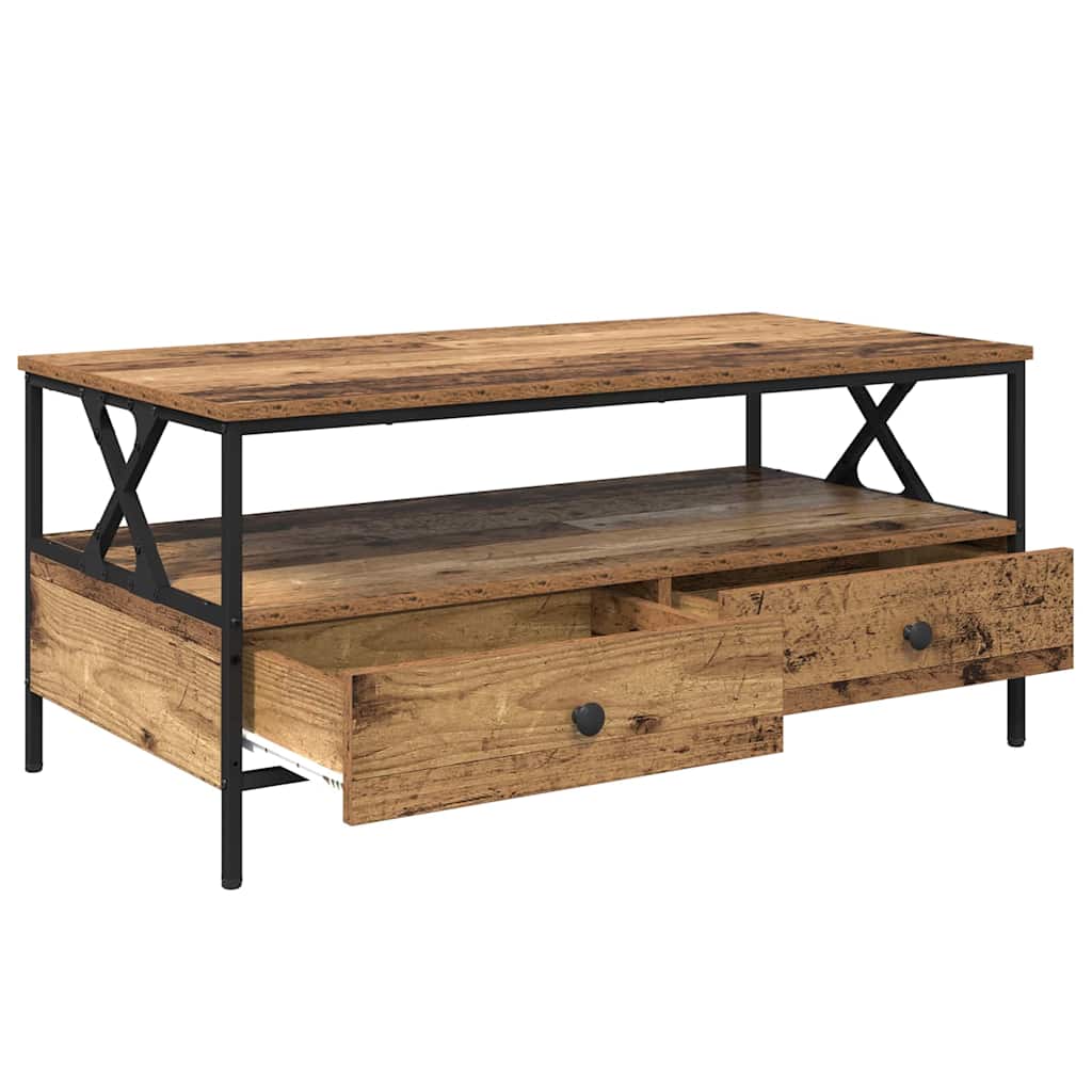 Couchtisch with Drawer Altholz 100 x 51 x 45 cm Holzwerkstoff