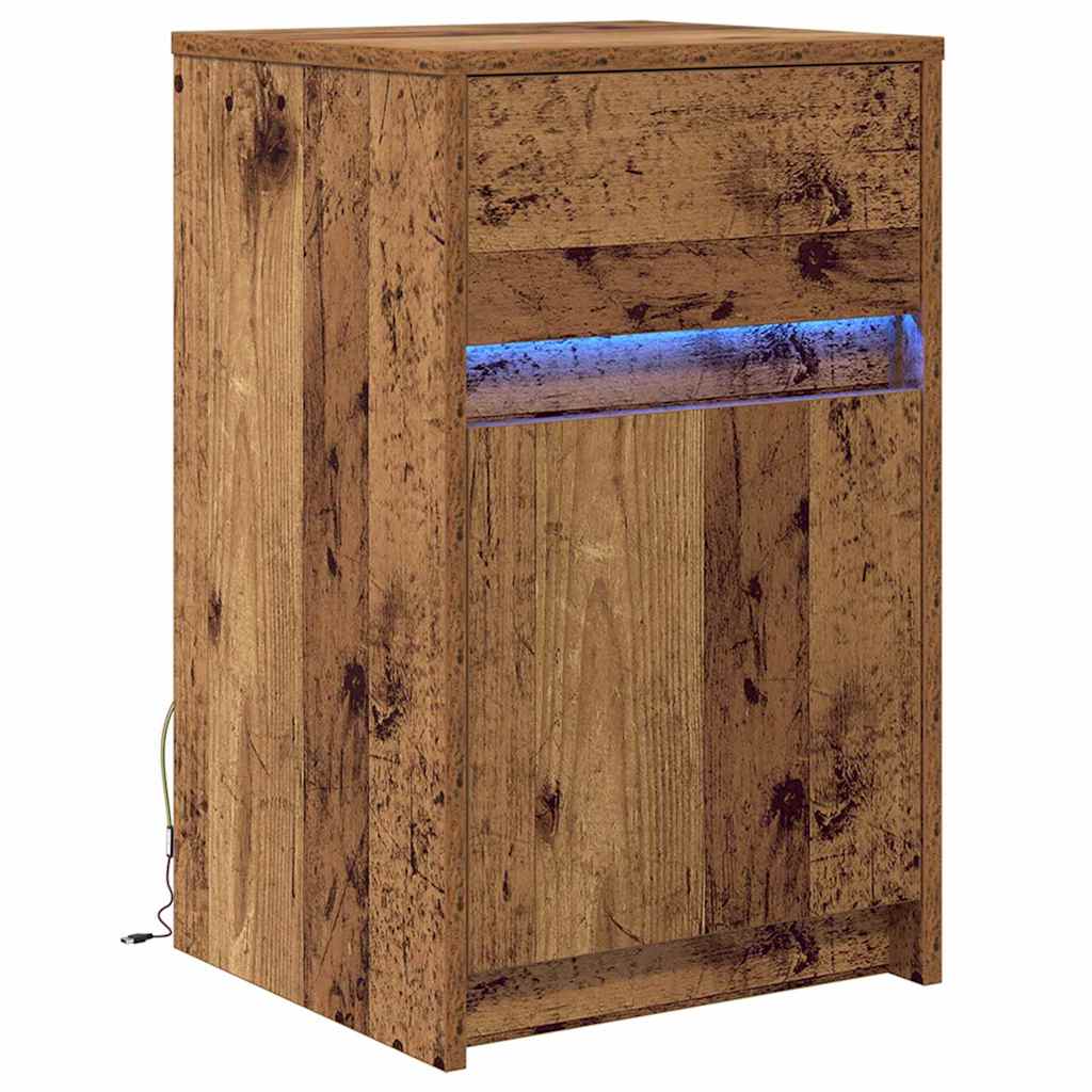 LED Nachttisch Altholz 38 x 34 x 61 cm Holzwerkstoff