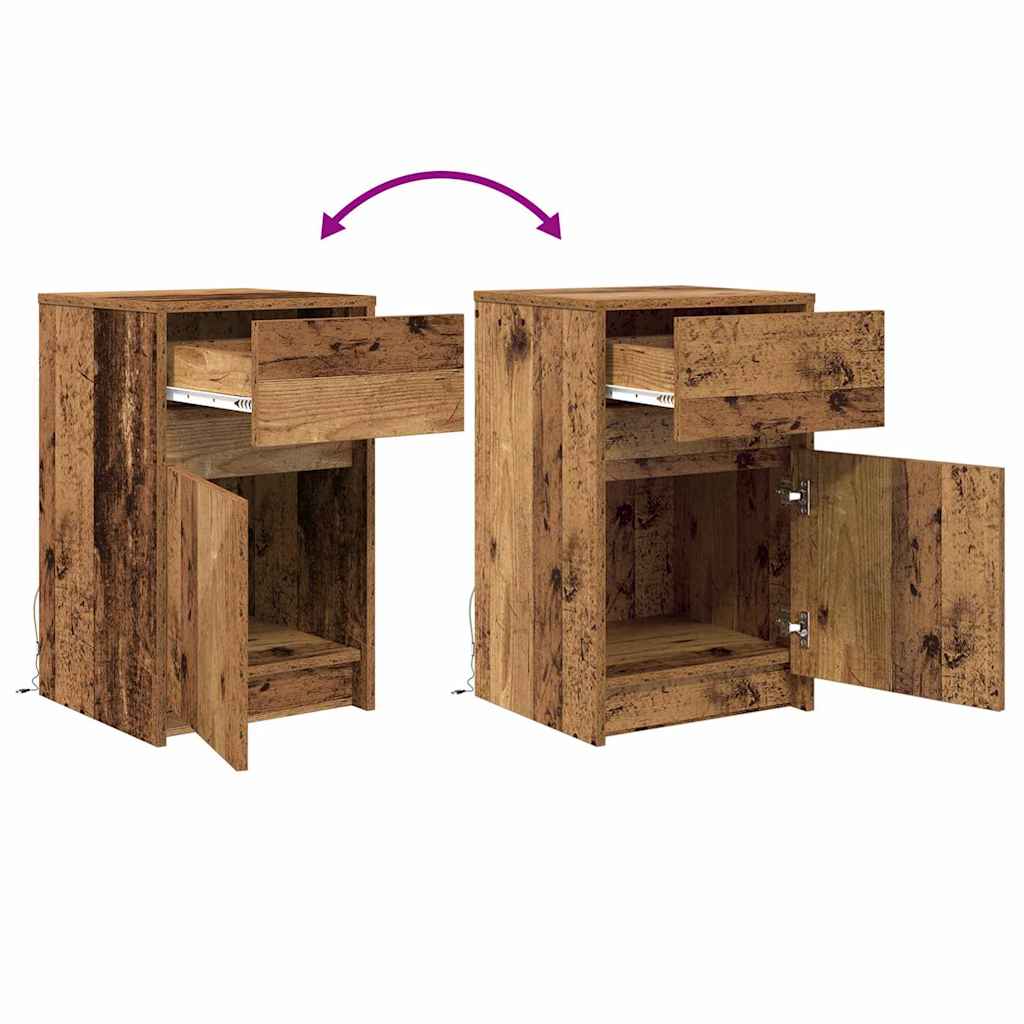LED Nachttisch Altholz 38 x 34 x 61 cm Holzwerkstoff
