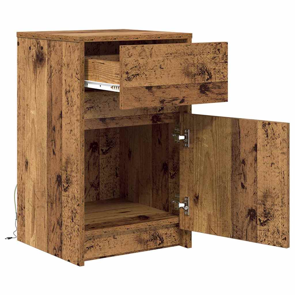 LED Nachttisch 2 pcs Altholz 38 x 34 x 61 cm Holzwerkstoff