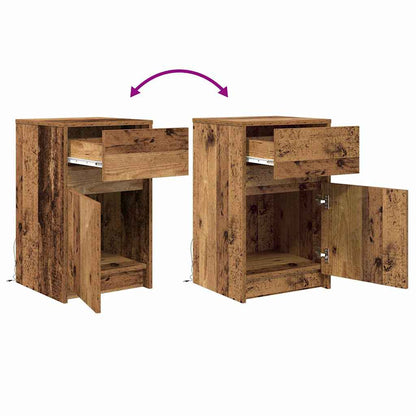LED Nachttisch 2 pcs Altholz 38 x 34 x 61 cm Holzwerkstoff