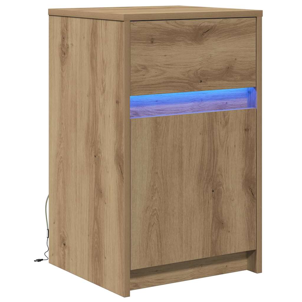 LED Nachttisch Artisan-Eiche 38 x 34 x 61 cm Holzwerkstoff