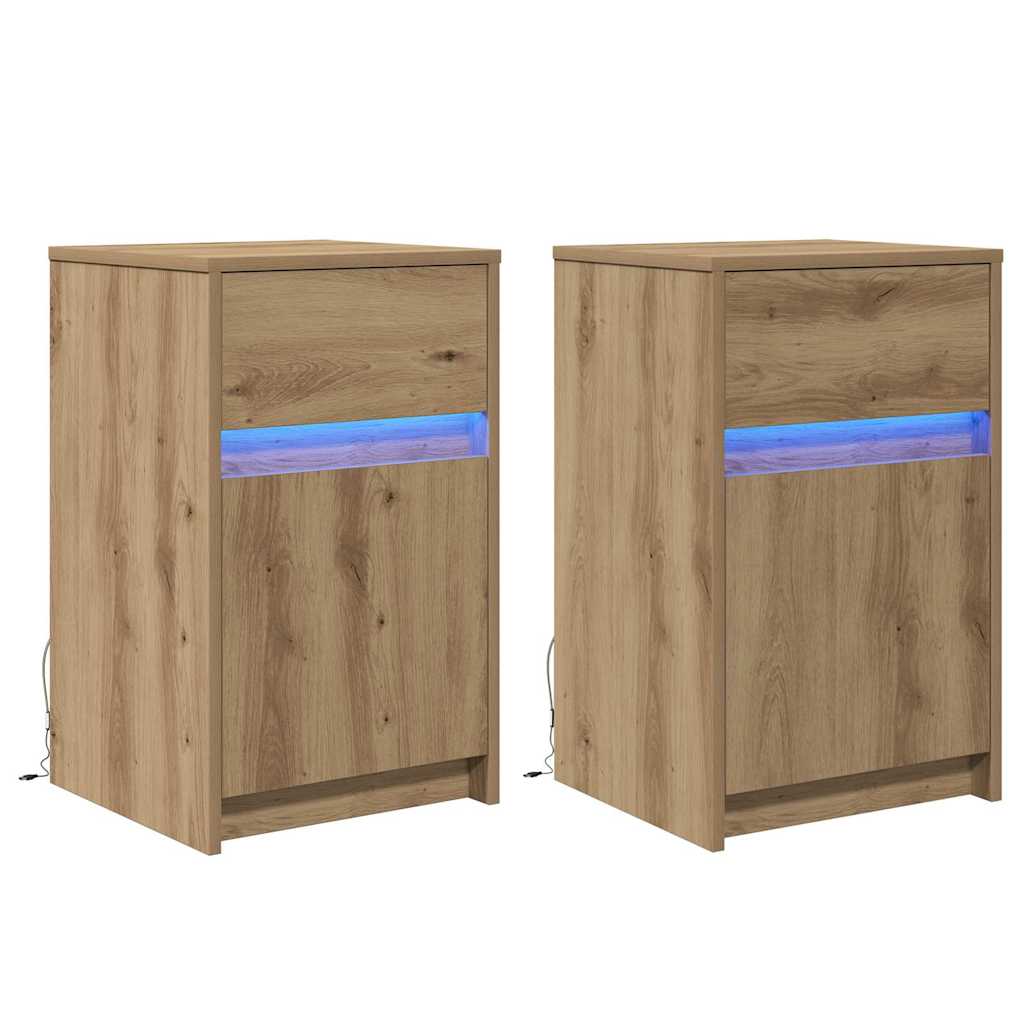 LED Nachttisch 2 pcs Artisan-Eiche 38 x 34 x 61 cm