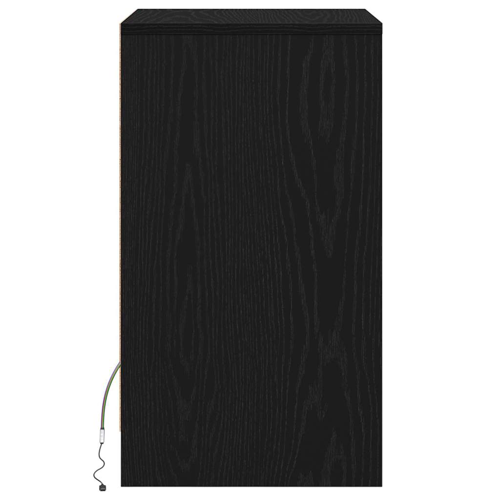 LED Nachttisch Schwarz Eichen-Optik 38 x 34 x 61 cm