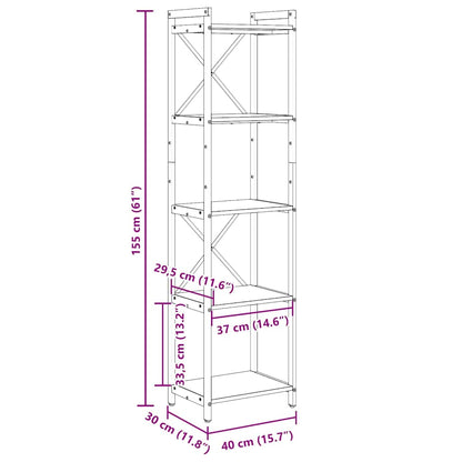 Bücherregal Räuchereiche 40 x 30 x 153 cm Holzwerkstoff