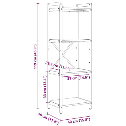 Bücherregal Schwarz Eichen-Optik 40 x 30 x 118 cm Holzwerkstoff