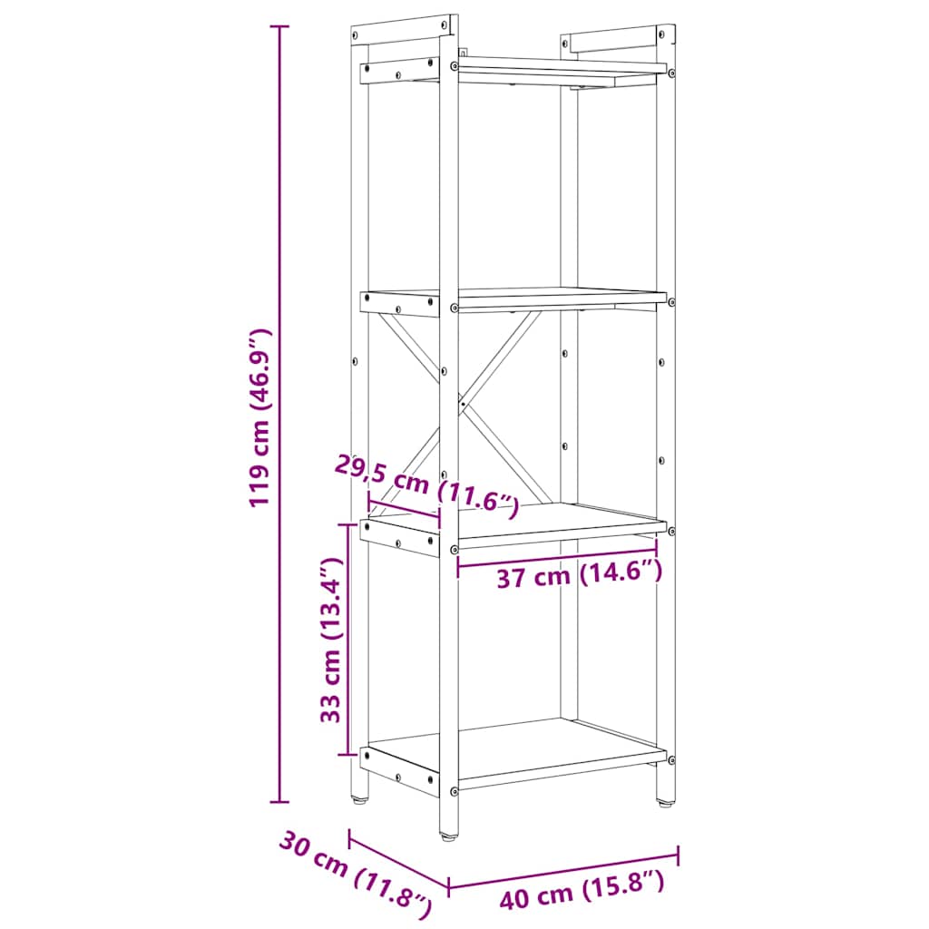 Bücherregal Altholz 40 x 30 x 118 cm Holzwerkstoff