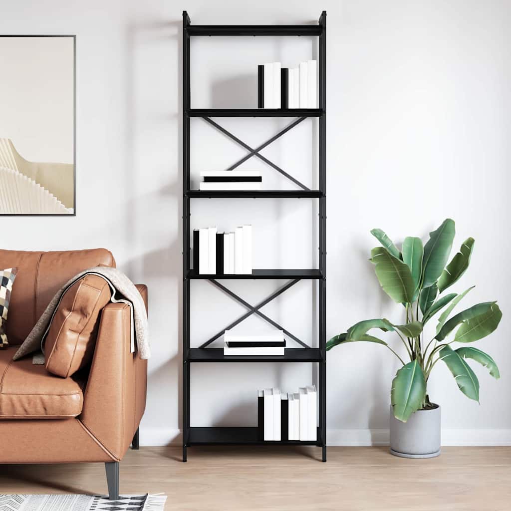 Bücherregal Schwarz Eichen-Optik 60 x 30 x 188 cm Holzwerkstoff