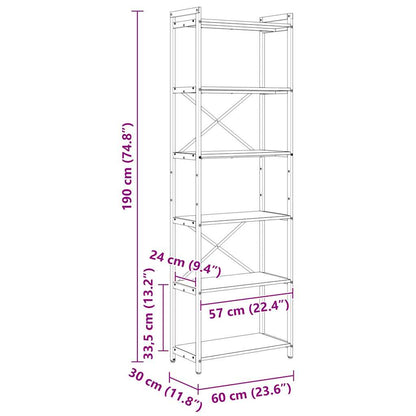 Bücherregal Grau Sonoma 60 x 30 x 188 cm Holzwerkstoff