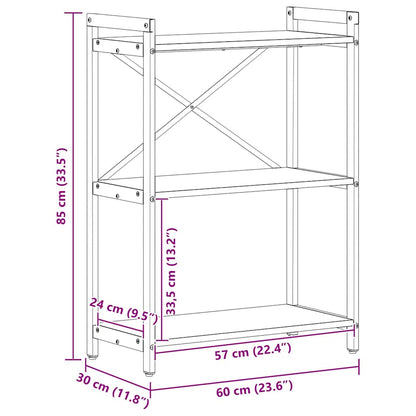 Bücherregal Schwarz Eichen-Optik 60 x 30 x 83 cm Holzwerkstoff