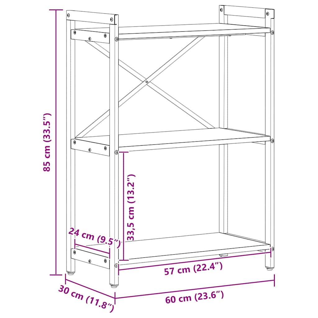 Bücherregal Sonoma-Eiche 60 x 30 x 83 cm Holzwerkstoff